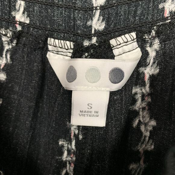 New Three Dots Pull On Printed Pants Black Floral Wide Leg Women's S - Picture 7 of 10